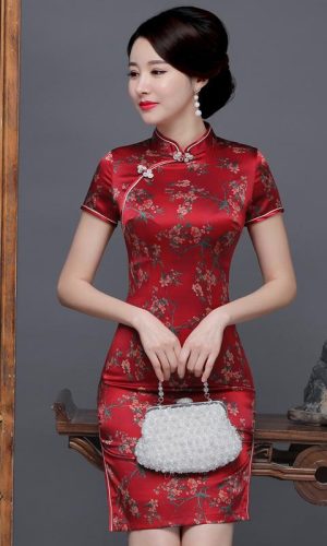 꽃무늬, 뽕나무 실크, 고급 짧은 치파오