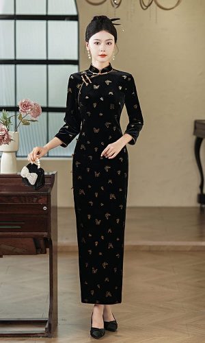 나비 무늬, 블랙 롱 치파오