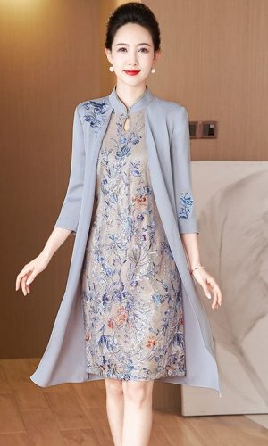 인조 투피스 치파오, 그레이 미디 치파오